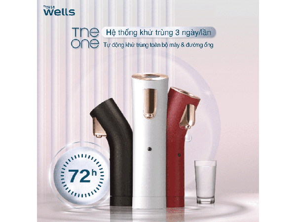 Máy lọc nước nóng lạnh cao cấp Wells The One WL974 (Trắng/Đen/Đỏ)